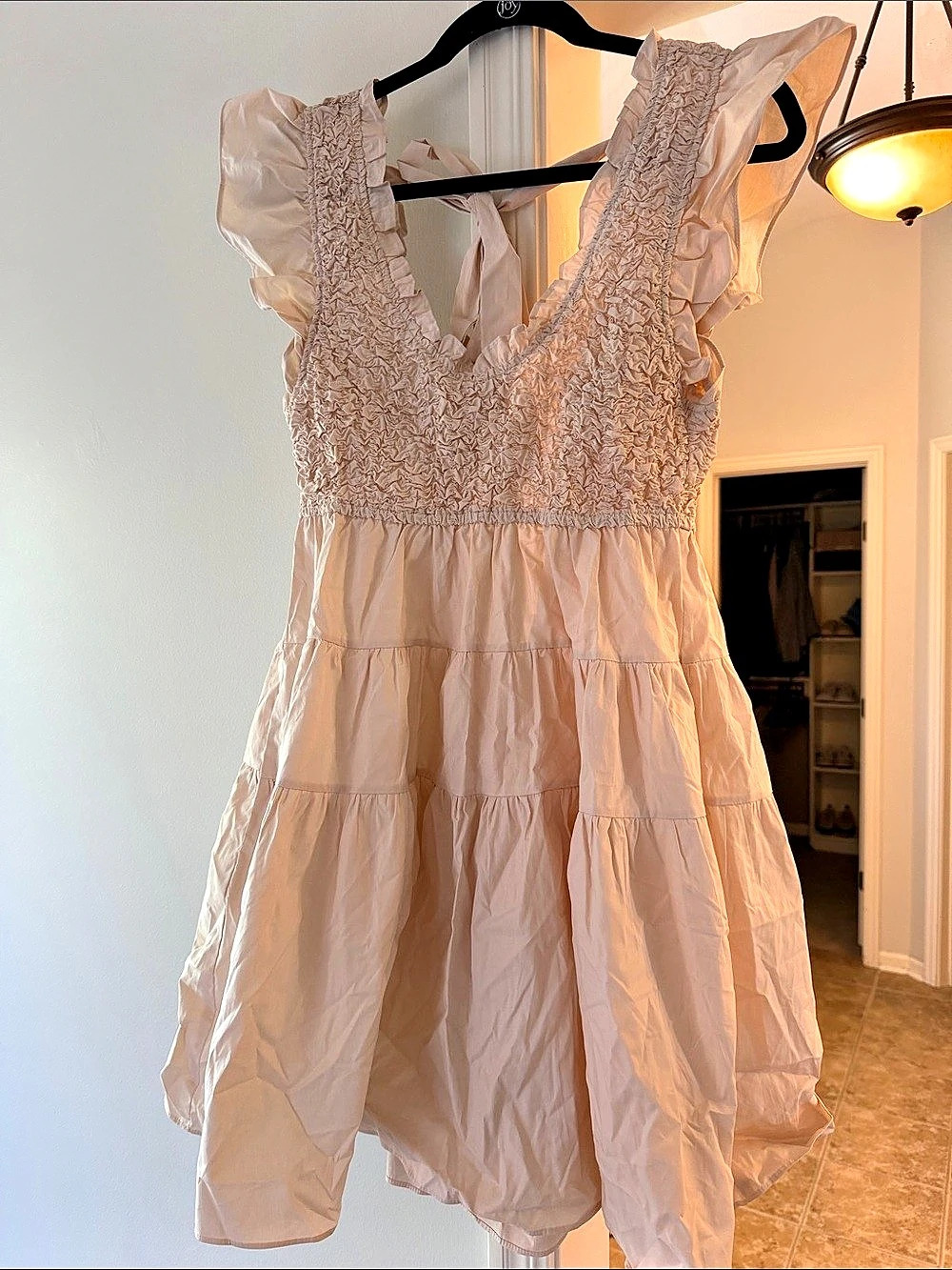 En Saison Ruffle Sleeve Mini Dress in Pink Like New